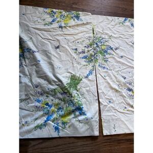 Cannon Pillowcases Standard White Blue Floral Watercolor Vintage Gold Label Set
